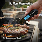 0.5 Sec Instant Read Meat Thermometer Digital with ±0.5℉ Precision, Food Thermometer for Cooking Kitchen Gadgets, Oven Grill Candy BBQ Essentials Accessories, Gifts for Him Dad Men Birthday, Black