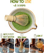 Vaiheng Matcha Whisk, Matcha Whisk Set Matcha Bamboo Whisk for Matcha Powder Handcrafted Organic Traditional Japanese Chasen, 100-Prong Matcha Stirrer Wisk Mixer Brush for Authentic Tea Preparation