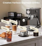 atatix 20 Bar Espresso Machine with Milk Frother, Compact Espresso Maker, Stainless Steel Coffee Machine with Precise Temp Control & 44oz Removable Water Tank for Latte, Cappuccino, Dark Grey