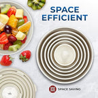 Bakken Master 12 Piece Plastic Nesting Bowls with Lids - Mixing Bowls Set includes 6 Prep Bowls and 6 Lids, BPA-Free, Reusable Meal Prep Containers, Microwave, Freezer & Dishwasher Safe, White Cream