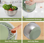 KITHELP Stainless Steel Salad Spinner Large, Vegetables Fruits Wash Bowl with Strainer, Lettuce Spinner Dryer for Efficient Salad Preparation 5.3Qt