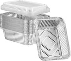 GUSTO [5 lb - 25 Count Disposable Aluminum Foil Pans with Clear Dome Lids, 6x9 Takeout Pans – Great for Baking, Cooking, Storage, and Freezing (Formerly Comfy Package)