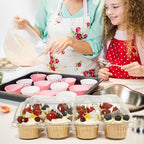 WIKDAY 12 Count x 12 Sets Plastic Cupcake Containers, Durable and BPA-Free Cupcake Holder with Lid for Easy Transport Storage, Stackable Clear Cupcake Carriers, Reusable Dessert Boxes