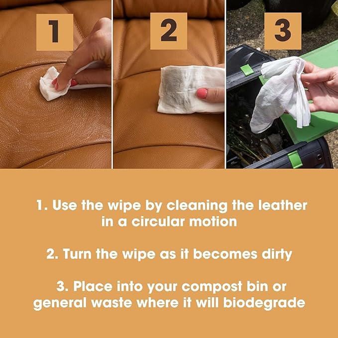 Furniture Clinic Leather Cleaning Wipes | 80 Count | Clean & Restore Leather & Vinyl Furniture, Handbags, Jackets, Car Seats, Interiors & More | Residue & Streak-Free | for Everyday Use