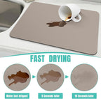 WISELIFE Super Absorbent Dish Drying Mat Khaki 17" W x 30" L, Coffee Bar Accessories