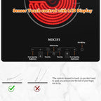 12" Ceramic Cooktop with 120V Plug, Electric Cooktop 1700W 2-Burner, Touch Control with Timer & Child Lock, Built-in or Countertop