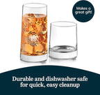 Libbey Cabos 16-Piece Rocks and Tumbler Glasses Set, Angled Glass Cups Set for Water, Juices, and More, Dishwasher-Safe Modern Glassware