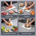 Titanium Cutting Boards,100% Pure Titanium Kitchen Cutting Board, Double-Sided Non-Toxic Cutting Board, Ideal for Slicing and Dicing Meats, Features Handle, Dishwasher Safe,10.5"L*6.5"W