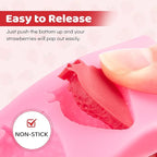 Puyeipt 4 Pcs Strawberry Silicone Molds, 3D Strawberry Fondant Molds for Chocolates, Candies, Cake Decorations, Cupcake Toppers, Desserts