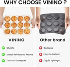 Vinino 1Pack Silicone Muffin Pan for Baking with Metal Reinforced Frame, 12 Cup Regular Size Cupcake Pan, BPA Free Silicone Muffin Tray, Cupcake Baking Pan Molds for Oven Dishwasher Safe - Cream