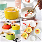 Foraineam 12 Pack 6 oz Ramekins Bakeware 6 Colors Porcelain Souffle Dishes Dessert Custard Baking Cups for Souffle, Creme Brulee and Ice Cream
