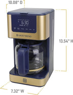 West Bend Timeless 12-Cup Programmable Coffee Maker with Brew Strength Selector for Hot and Iced Coffee, Includes 1-4 Cup Brew Option and Permanent Filter