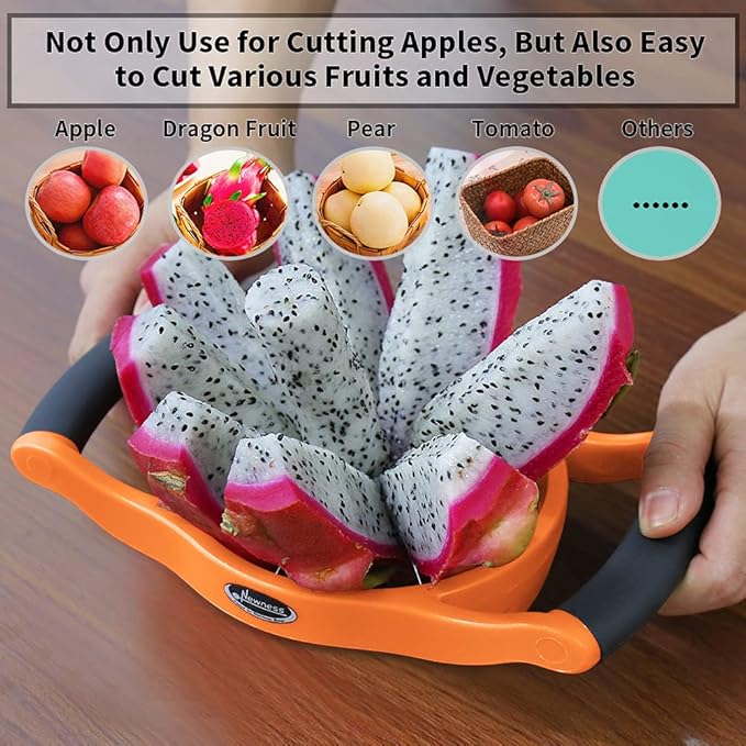 Newness 5.12 Inch Extra Large Apple Slicer, Heavy Duty Apple Slicer 8 Slices, Durable Apple Corer, Stainless Steel Apple Slicer and Corer - for Apple, Potato, Onion and More, Orange