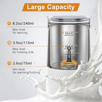 Wowteam Milk Frother, 4-in-1 Electric Milk Steamer, Warm and Cold Milk Warmer and Foam Maker for Coffee, Latte, Cappuccinos, Macchiato, 8.2oz/240ml, Stainless Steel, White