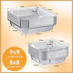 40 Pack Disposable Aluminum Pans Combo Set-9x9 (20pc) Square Tin Foil Pans & 8x8(20pc) Square Aluminum Foil Pans,For Meal Prep,Food Cooking,Roasting,Heating. (40 Pack)