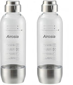 PET Stainless Steel Reusable Soda Maker Bottle, BPA-Free and Non-Toxic, Compatible with Airosia Soda Machine (1L(2 Pack))