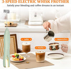 TonJin Frother Wand Rechargeable USB-C Milk Frother Handheld Mixer Electric with 2 Whisk Heads, 3 Speeds Adjustable Coffee Drink Mixer for Lattes, Matcha, Hot Chocolate, Egg, Matcha(Green)