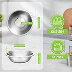 304(18/8) Stainless Steel Mixing Bowls for Kitchen, 10 Pack 7" 21.22 fl.oz Metal Mixing Bowls Set Stackable for Baking Serving Cooking Food Prep Storage Dishwasher Safe Lightweight