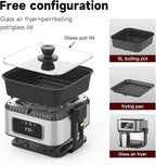 3-in-1 Air Fryer Oven, 5.2QT with See-Through Window, 8 Presets Touchscreen, Multi-Cooker for Air Frying, Roasting, Baking, Dehydrate, Reheat & Stewing, Turbo Crisp Technology, No Flip Needed.