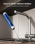 Maestri House Rechargeable Milk Frother with Stepless Speed Control, Handheld Electric Foam Maker Waterproof Drink Mixer Foamer with Stainless Steel Stand & Whisks