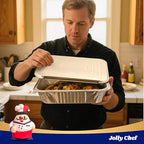 JOLLY CHEF 9x13 Aluminum Pans with Lids (25 Pack)- Disposable Foil Food Containers with Lids for Cooking, Heating, Storing, Prepping Food- Thanksgiving, Christmas, Parties