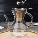 Unbreakable - Pour Over Coffee Maker with Double Stainless Filter 27 fl oz, Thickened Heat-Resistant Borosilicate Glass Pour Over Coffee Dripper, Stovetop Safe