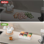 Tea Bag Organizer 6 Grids. Mesh Tea Bag Holder with Handle, Teabag Holder, Tea Station Organizer for Countertop, Pantry, Kitchen, Cabinet -White