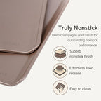HAPPIELS 17 x 13 inch Cookie Sheets for Baking Nonstick Set of 2, PFOA free Cookie Sheet Set without rim, Cookie Sheets Non Stick, Half Sheet Pan for Oven without sides Non Toxic sheet without lip