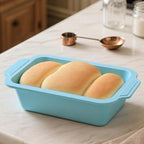 1 pc Silicone Bread Loaf Pans for Homemade Bread with Metal Frame, 9.5 x 5 Inch Non Stick Silicon Banana Loaf Pan for Oven, Silicone Baking Mold for Brownies,Sandwiches (Mint Green)