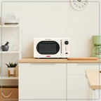 Nostalgia Retro Compact Countertop Microwave Oven - 0.7 Cu. Ft. - 700-Watts with LED Digital Display - Child Lock - Easy Clean Interior - Ivory