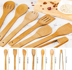 Eisinly Wooden Spoons for Cooking 7-Piece, Kitchen Nonstick Bamboo Cooking Utensils Set, Carbonized Bamboo Durability Spatula Spoon for Everyday Use