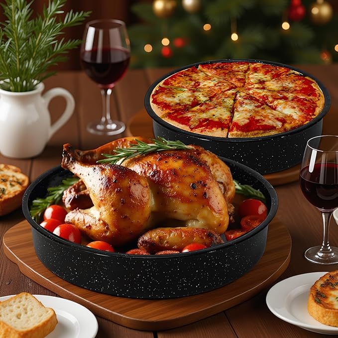 3-Piece Enamel Roasting Pan and Baking Pan Set Bundle