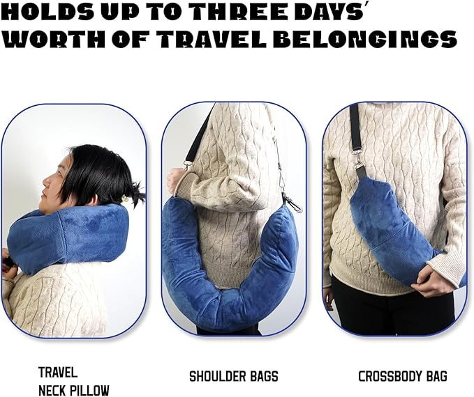 1/2PCS Travel Pillow Stuffable with Clothes As Carry-On Luggage Fits Up to 3 Days of Travel Essentials, Multifunctional U-Shaped Pillowcase for Business, Trip, Outdoor (1PCS-Brown)