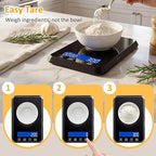 Letron Food Scale, 33 lb / 0.1 oz High Precision Kitchen Scale for Sourdough Bread, Built-in 7 Units, Timing & Tare Function, Rechargeable Digital Kitchen Scale for Food, Baking, Cooking