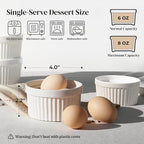 DOWAN Ramekins 8 oz Oven Safe with Lids, Creme Brulee Ramekins Bowls, Porcelain Ramiken Souffle Dishes, Custard Cups for Baking, Small Bowls for Pudding Dip Sauces Dessert, White, Set of 6