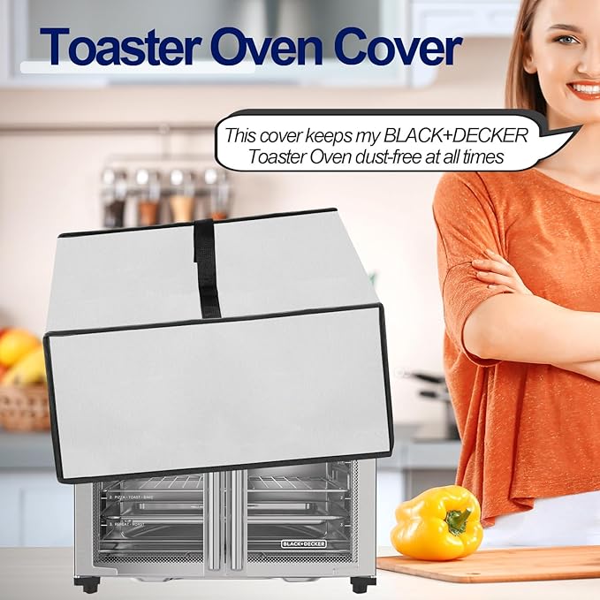 Toaster Oven Cover for BLACK+DECKER Crisp 'N Bake Air Fryer Toaster Oven Combo 12 in 1 Convection Oven, Heavy Duty Thickened Cover Waterproof Dust-proof Countertop Oven Case (Silver)
