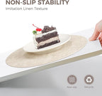 13" Round Placemats Set of 8, Reversible Faux Leather Heat Resistant Table Mats, 100% Waterproof Oilproof Wipeable Table Protective Placemats for Vinyl, Washable for Indoor & Outdoor Use (8, Beige)