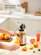Electric Citrus Juicer Squeezer, Orange Juicer with Two Interchangeable Cones, Suitable for orange, lemon and Grapefruit, Brushed Stainless Steel, Easy to Clean and Use (Stainless Steel)
