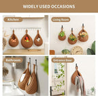 Boho Wall Hanging Fruit Baskets for Kitchen 3 Pack Woven Produce Holder with 6 Pcs Strong Hooks Vegetable Hanging Basket for Organizing Teardrop Home Wall Potato Onion Storage, Caramel