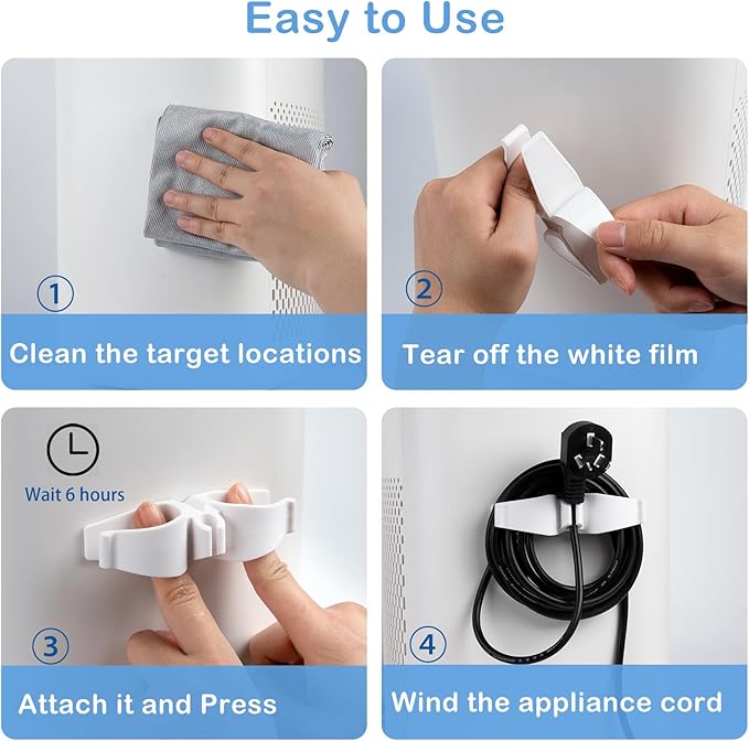 Lancord Cord Organizer for Appliances, Small&Large 8 Pack Upgraded Kitchen Appliance Cord Organizer Stick On Appliance Wire Wrapper for Appliances Mixers, Coffee Maker, Pressure Cooker