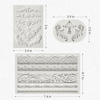 JOERSH 3PCS Baroque Silicone Molds Scroll Border Mold Baroque Clay Mold Fondant Molds for Wedding Birthday Cake Decorating, Chocolate, Sugar, Clay Crafts