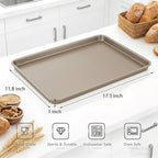 Nicunom Set of 2 Sheet Cake Pan, 11.8" x 17.5" Cookie Sheet, Nonstick Baking Sheet Pans Bakeware Toaster Oven Baking Trays Set, Perfect Cookie Sheet for Baking and Roasting, Commercial Or Home Use