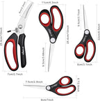 LIVINGO All Purpose Scissors Set - 4 Pack Sharp Multipurpose Heavy Duty Shears for Kitchen Cooking Sewing Fabric Cutting Poultry Food Paper Craft Office Household School Multi Pack Utility Shears