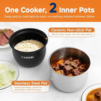 6Qt 9-in-1 Electric Pressure Cooker, Dual Inner Pots, Stainless Steel Pot and Non-Stick Pot, 12 Preset Cooking Programs with IMD Touchscreen, Safe Vent, Slow Cook, Rice Cook, Steam, Black