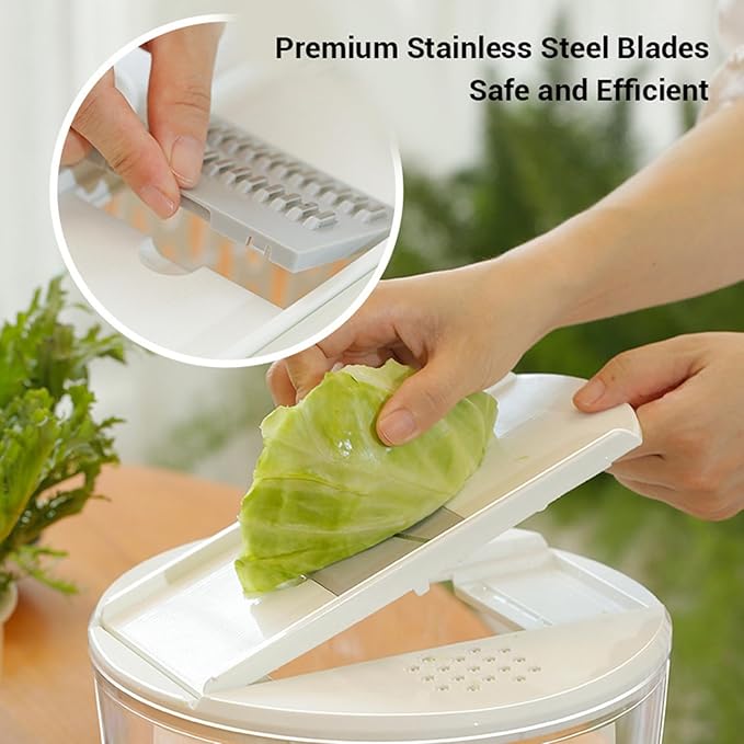 Yosoo Health Gear Salad Spinner with 5 Blades, 4500ml Multifunctional Vegetable Fruit Washing Bowl, with Strainer, for Home Kitchen