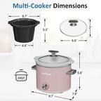 SUNVIVIPRO Small Slow Cooker with Removable Ceramic Pot, Food Warmer with 3 Heating Settings & Dishwasher Safe Glass Lid, Pink