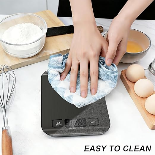 Food Scale, 11lb Kitchen Scale with 6 Units Tare Function & LCD Display, 0.05oz/1g Stainless Steel Digital Food Scale Grams and Ounces for Baking, Cooking, Dieting and Meal Prep (Black)