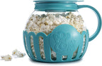 Ecolution Patented Micro-Pop Microwave Popcorn Popper with Temperature Safe Glass,3-in-1 Lid Measures Kernels and Melts Butter,Made Without BPA,Dishwasher Safe,3-Quart,Teal,(Pack of 4)
