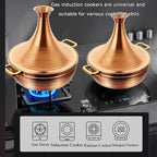 Stainless Steel Moroccan Tagine Pot, Large Moroccan Tajine Casserole with Cone-Shaped Lid, Non Stick Tagine Cooking Pot with 2 Handles(24cm/9.4in, Gold)