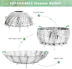 Buylorco Stainless Steel Folding Vegetable Steamer Insert Steamer Cookware for Veggie Seafood Cooking (Fit Pots 7" to 11")